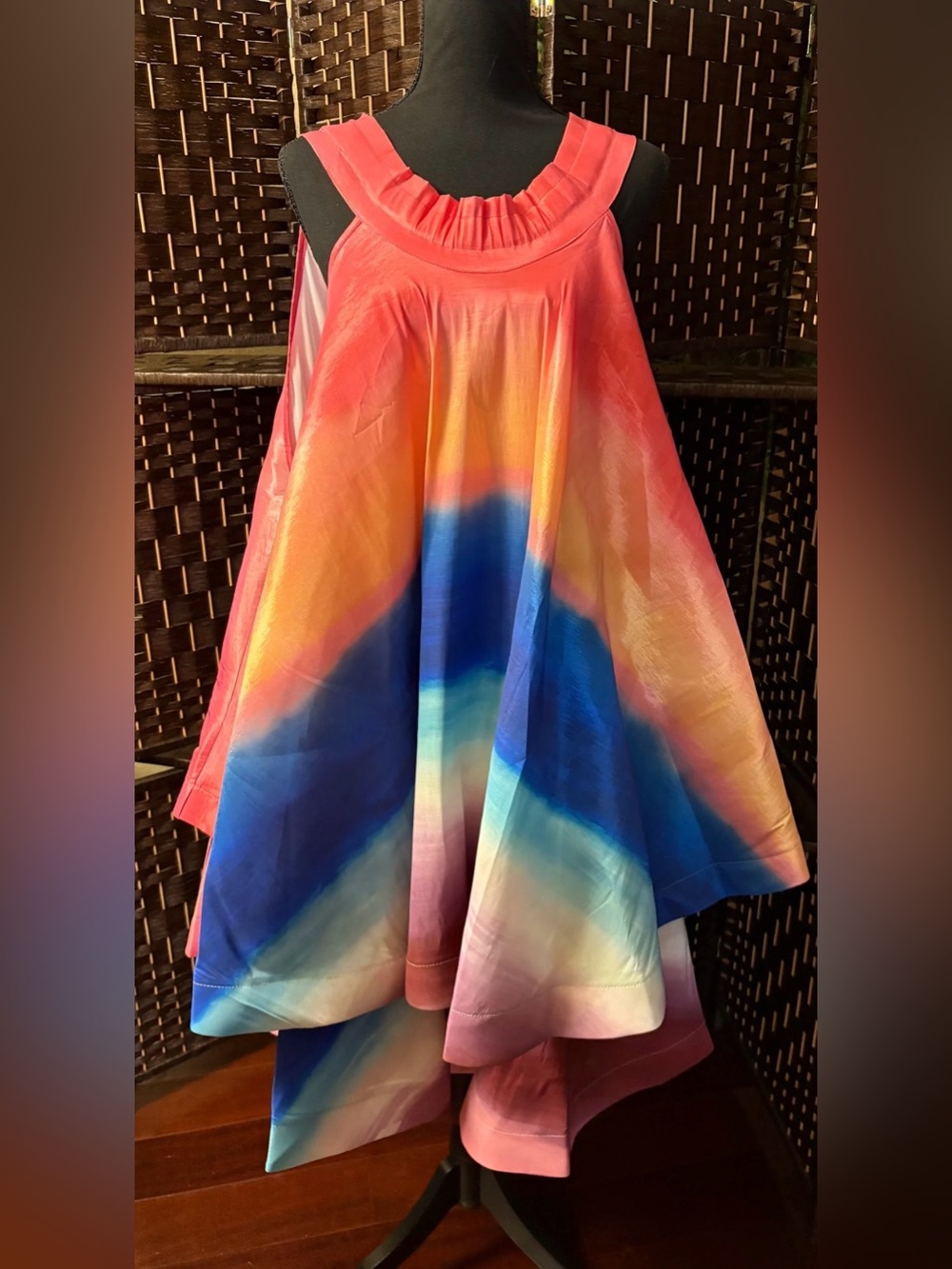 Colorful Ombre Sundress with Ruffled Neckline